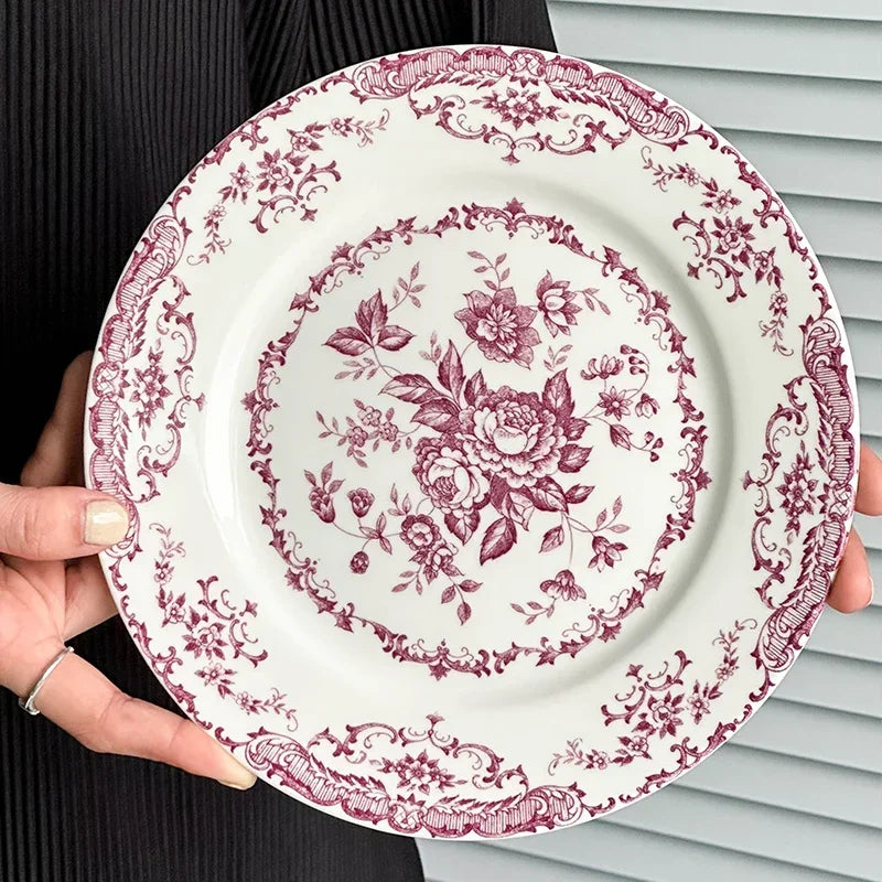 Vintage Rose Ceramic Plates — 20 or 25 cm