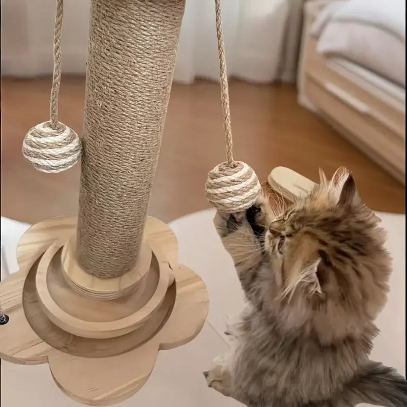 Wooden Cat Scratching Board with Rotating Platform