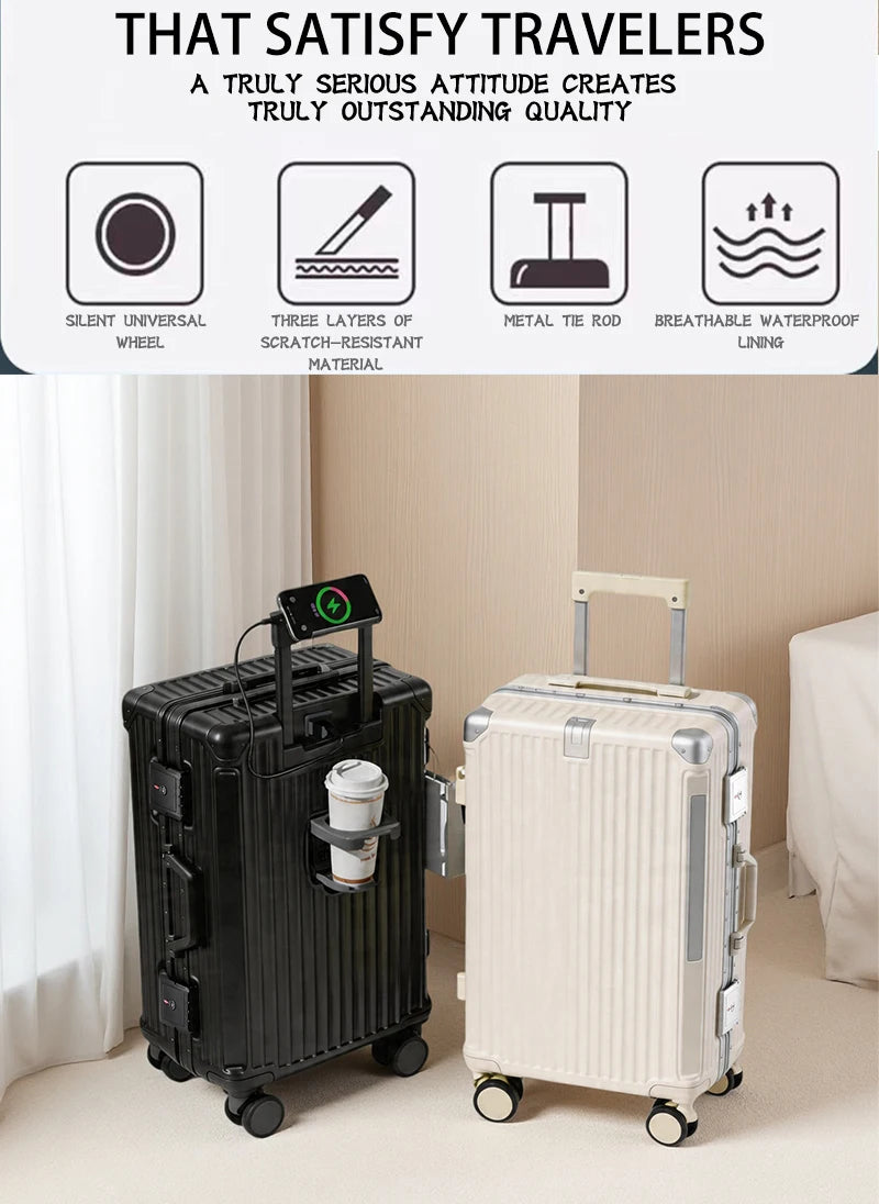 BunnyFly Suitcase Travel Suitcase Men Women 20 Carry-On Luggage Women PC Aluminum Frame Trolley Case TSA Password Lock Whispering Desires Shoppe