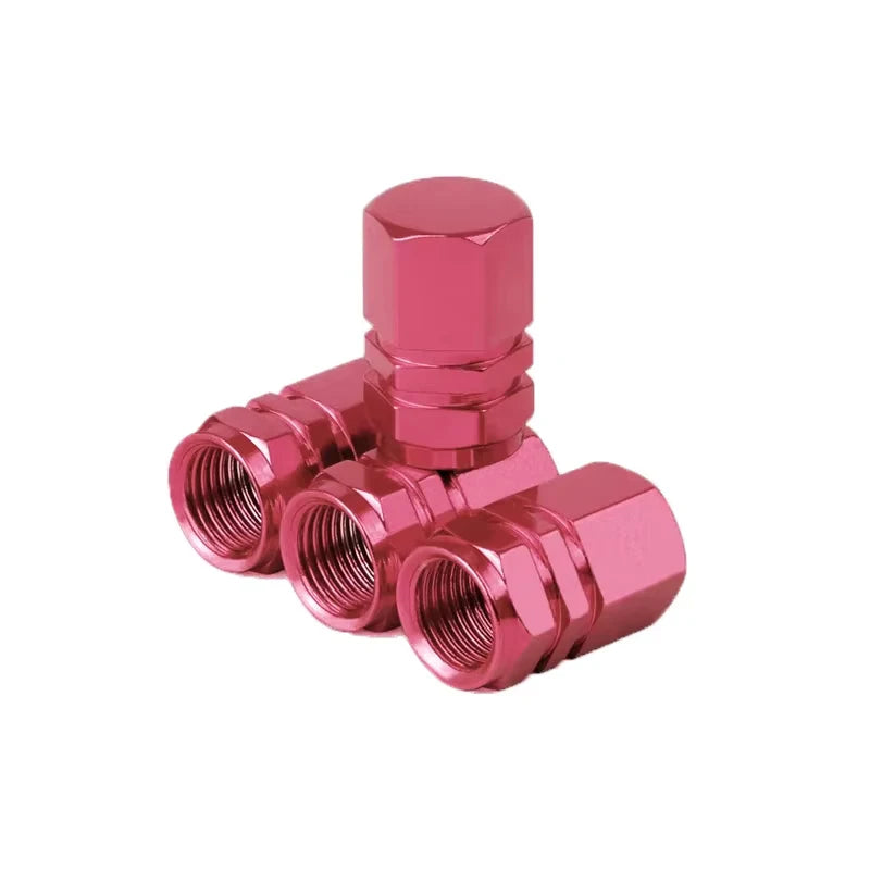 Aluminum Tire Valve Caps with Plastic Liners – Set of 4
