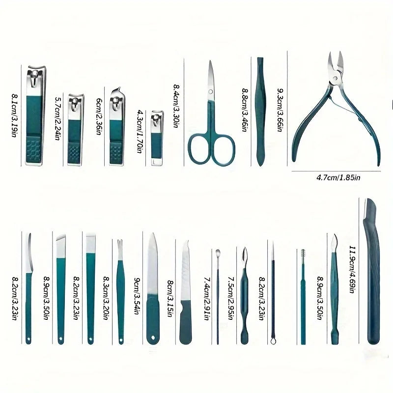 Stainless Steel Manicure & Pedicure Kit with Case