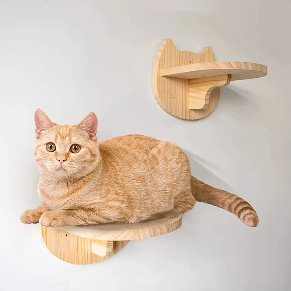Cat Wall Mounted Solid Wooden Furniture Climbing Ladder and Cat Hammock with Scratching Post for Activity Indoor Cats Perches Whispering Desires Shoppe
