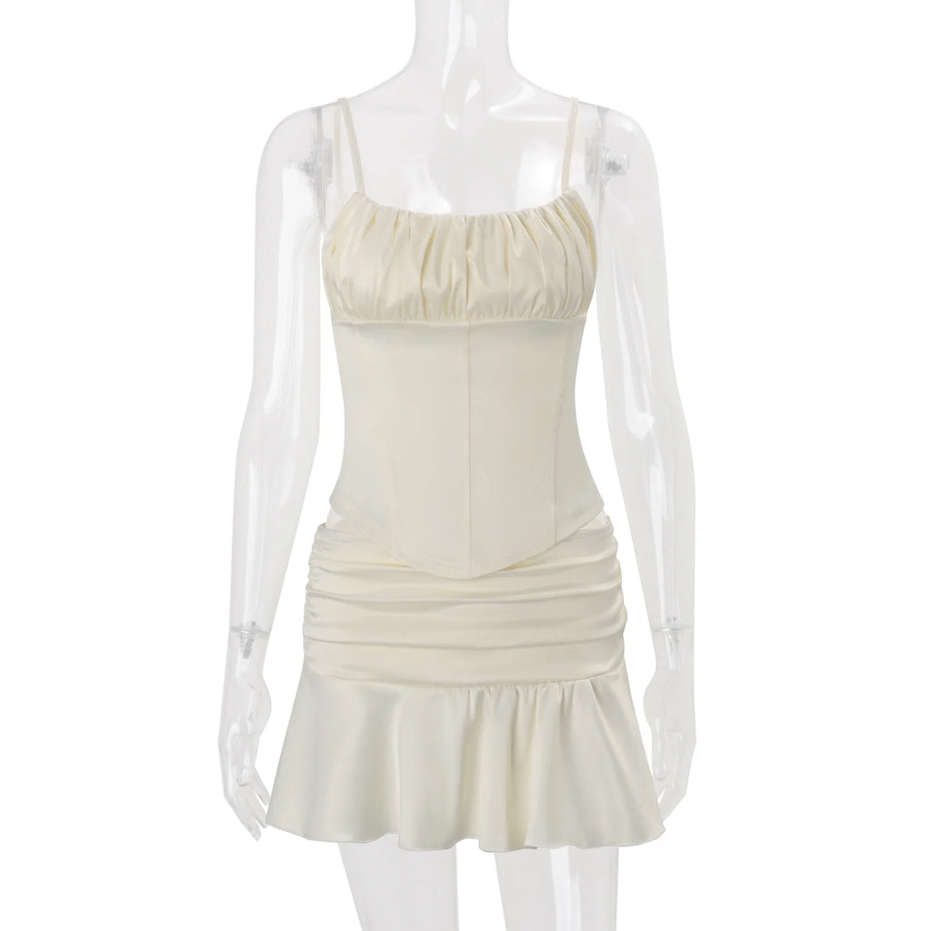 Strap Top & Ruffle Skirt Set