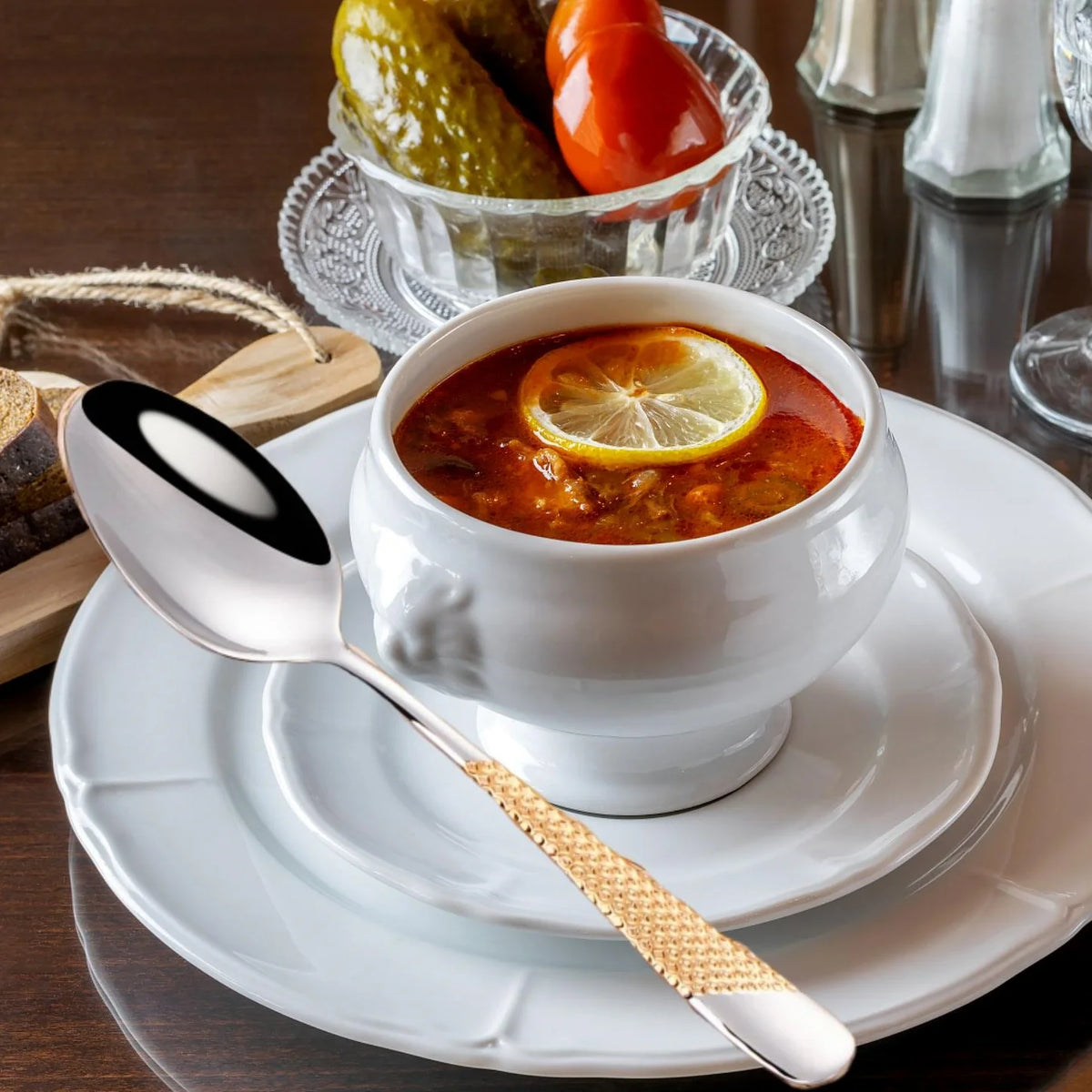 Hammered-Handle Stainless Steel Dinner Spoons