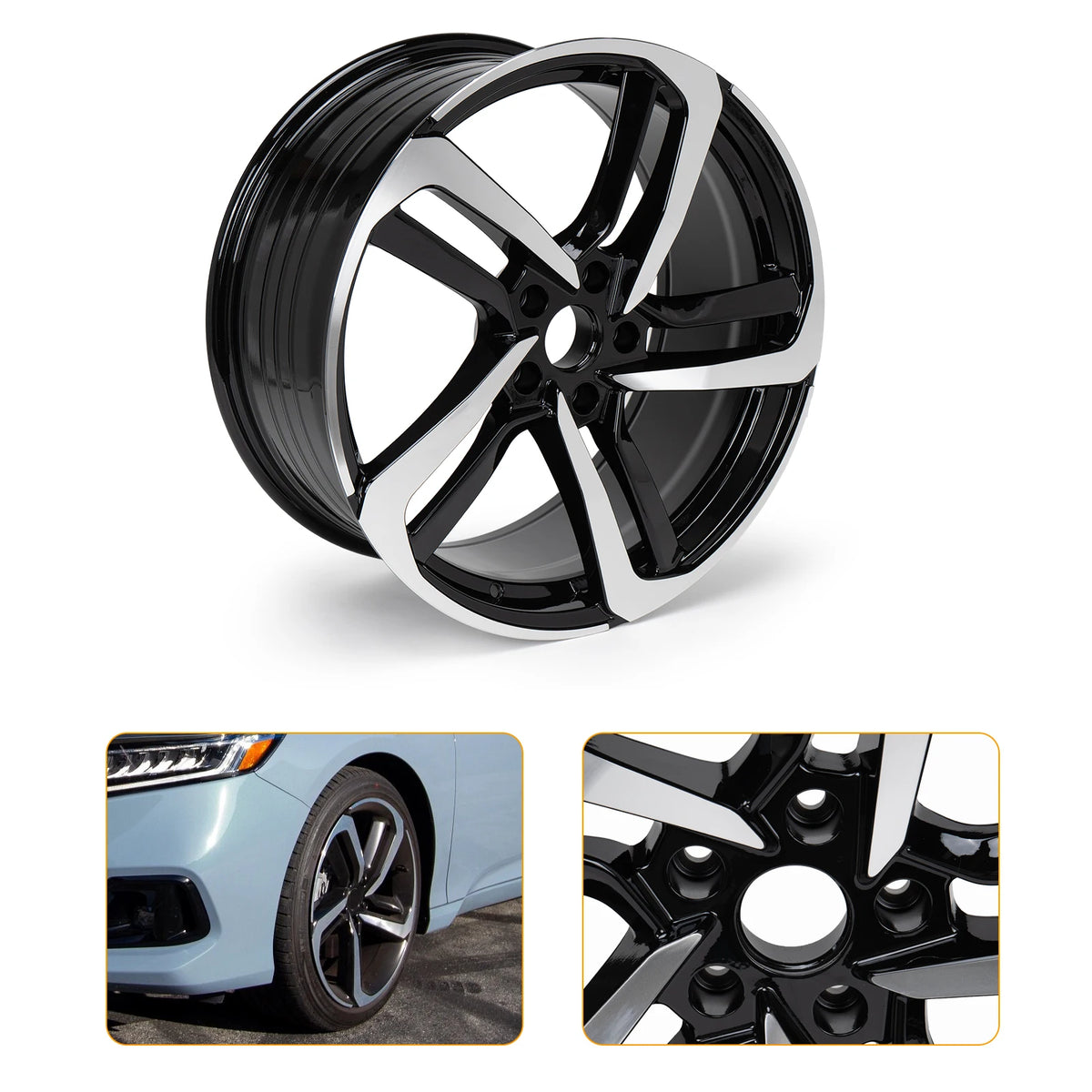 19×8.5 Aftermarket Alloy Wheel for Honda Accord – Black Machined