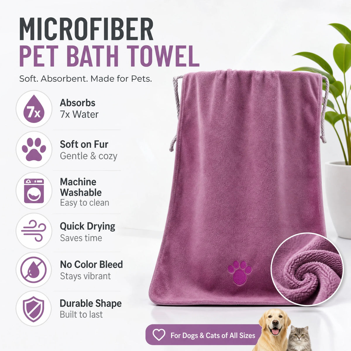 Microfiber Pet Bath Towel