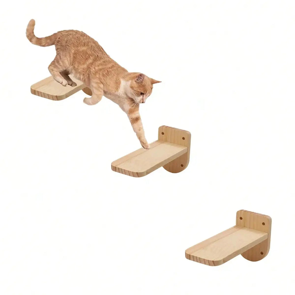 Cat Wall Mounted Solid Wooden Furniture Climbing Ladder and Cat Hammock with Scratching Post for Activity Indoor Cats Perches Whispering Desires Shoppe