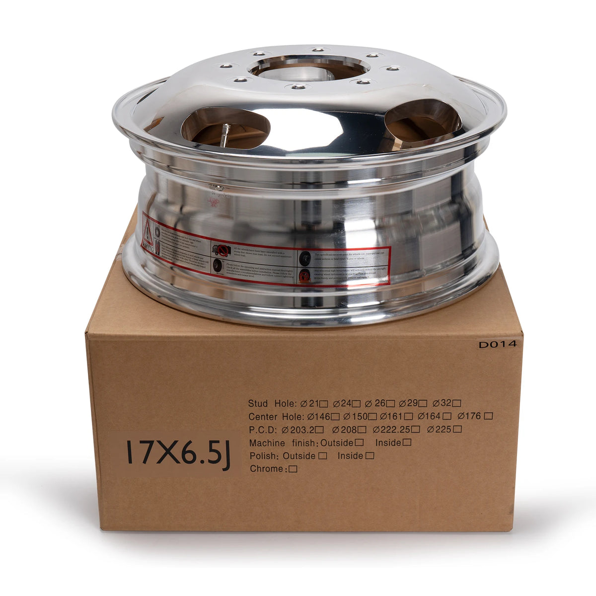 17×6.5 Front Dually Alloy Wheel – 8×200, Polished