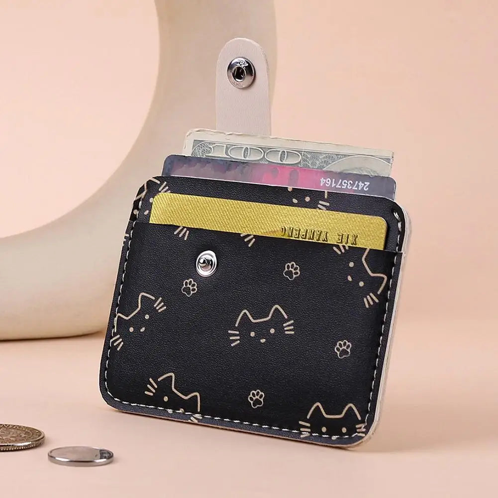 Women's Cat-Print Mini PU Wallet