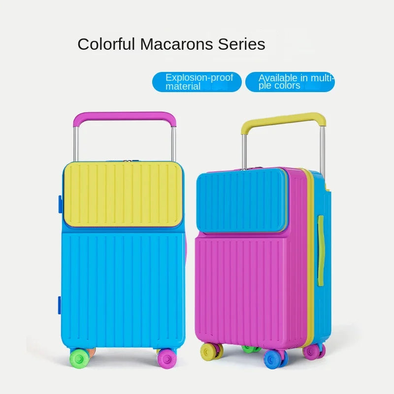 Front-opening Luggage Macaron Colors Pure PC 20 inch Boarding Cabin Suitcase 22/24/26/28 Inch Sturdy and Durable Women's Bags Whispering Desires Shoppe
