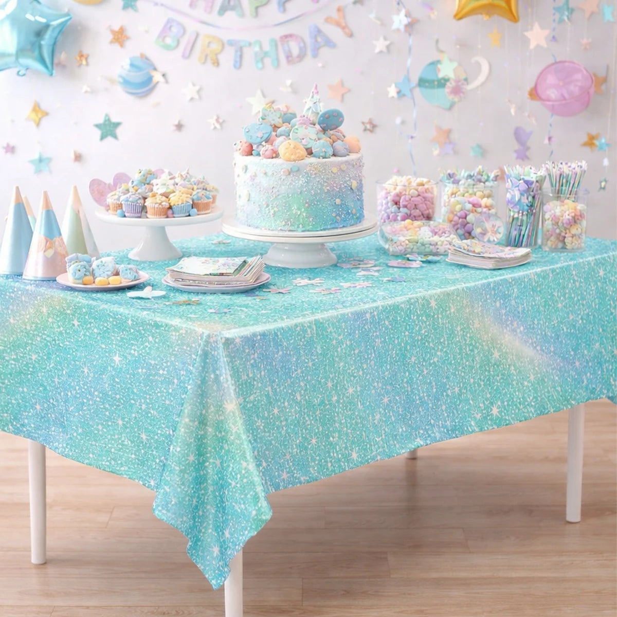 Metallic-Look Rectangular Party Tablecloth
