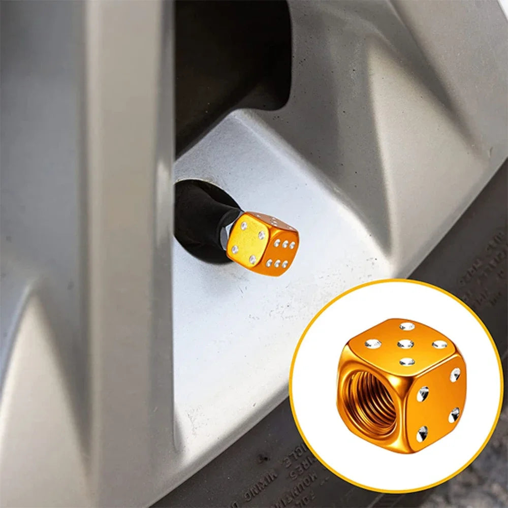 Aluminum Dice Tire Valve Caps – Set of 4