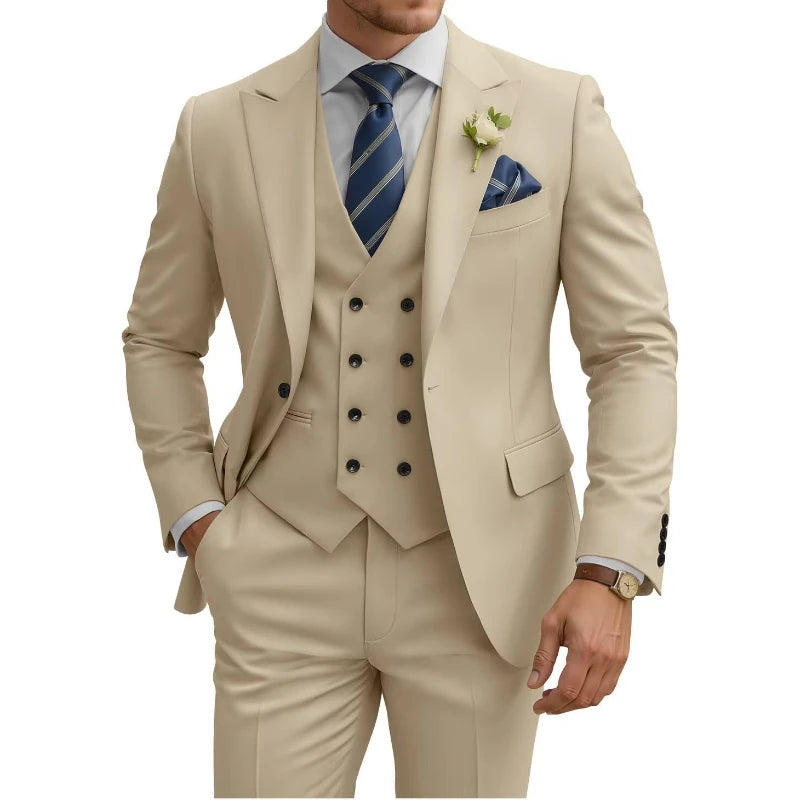 Men's Three-Piece Slim-Fit Formal Suit