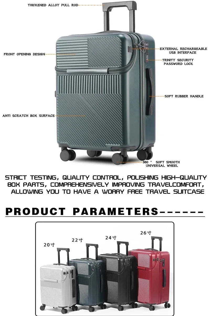 BunnyFly 20-inch Lightweight Carry-on Business Suitcase with Cup Holder Stylish Compact Luggage for Travel Whispering Desires Shoppe