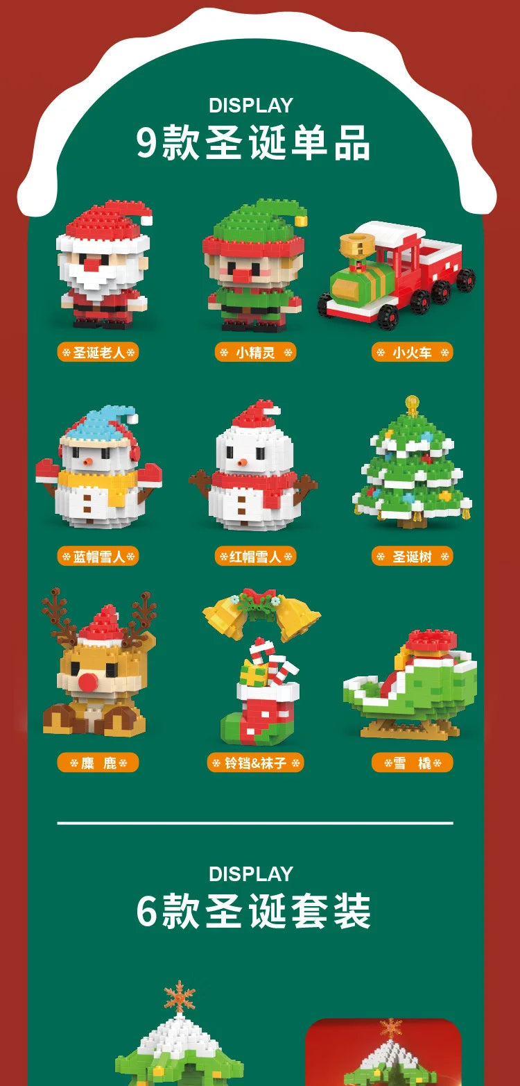 Santa & Reindeer Holiday Micro Building Block Sets