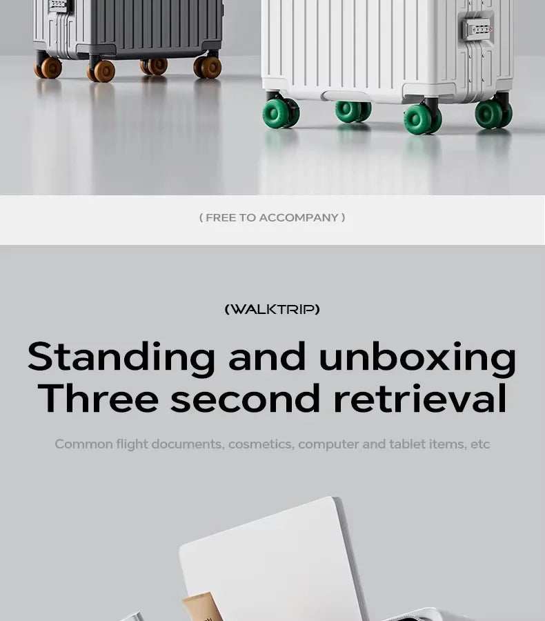 Front Opening Suitcase PC Material with Aluminum Frame TSA Lock Cup Holder Charging Port Colorful Wheels Travel Rolling Luggage Whispering Desires Shoppe