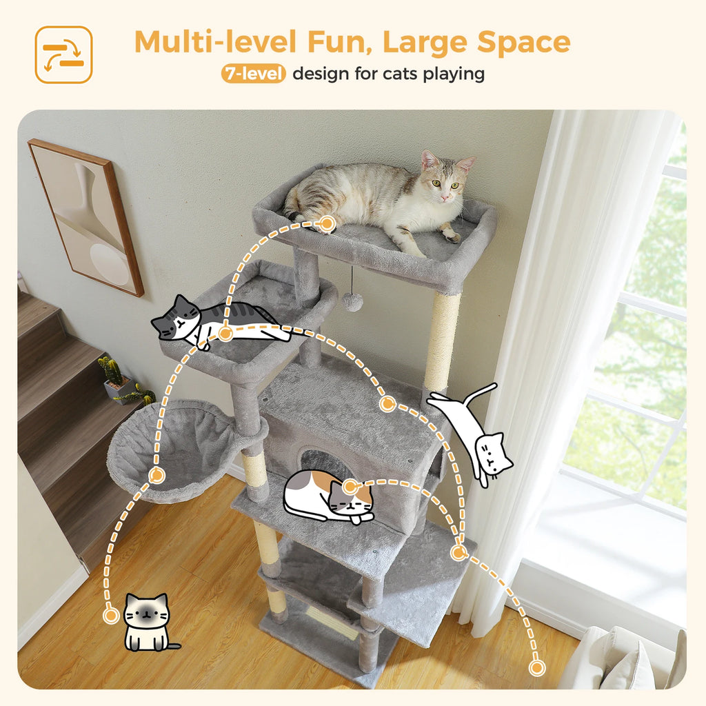 Large Cat Tree for Indoor Cats Multi-Level Cat Tower with Scratching Posts Soft Hammock Large Cat Condo Cat Accessories Cat Toys Whispering Desires Shoppe