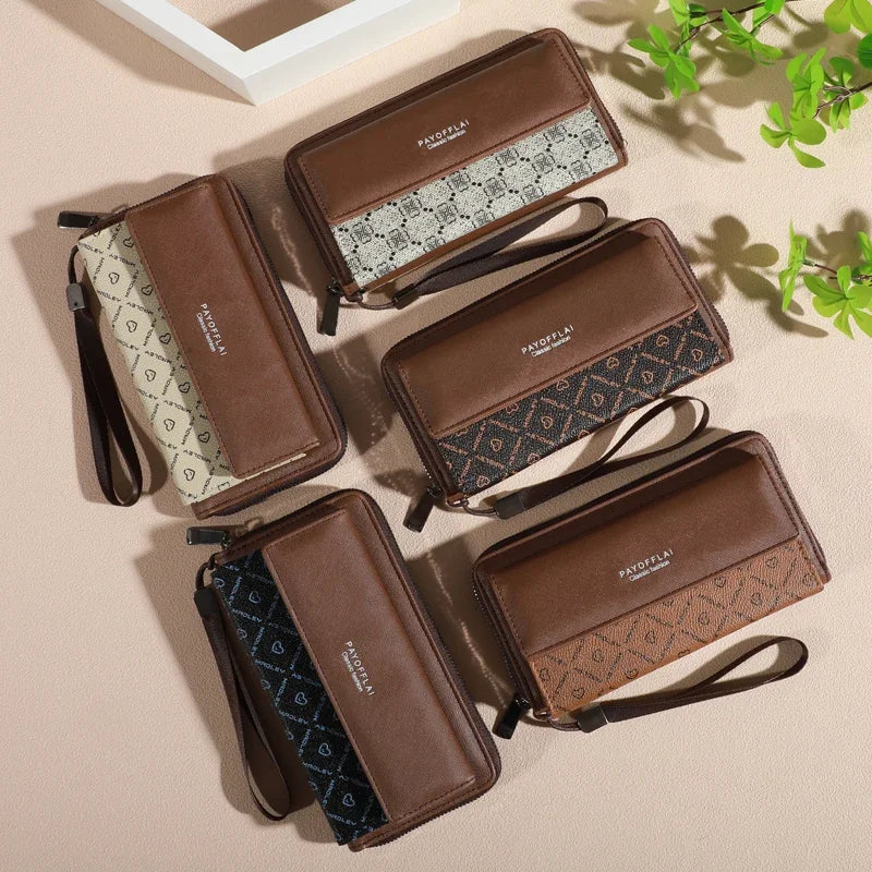 Men's Faux-Leather Zip & Snap Organizer Wallet