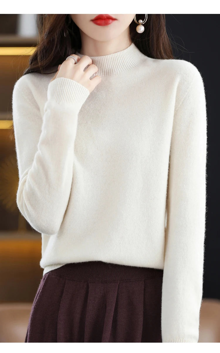 Women's Wool Mock-Neck Knit Sweater