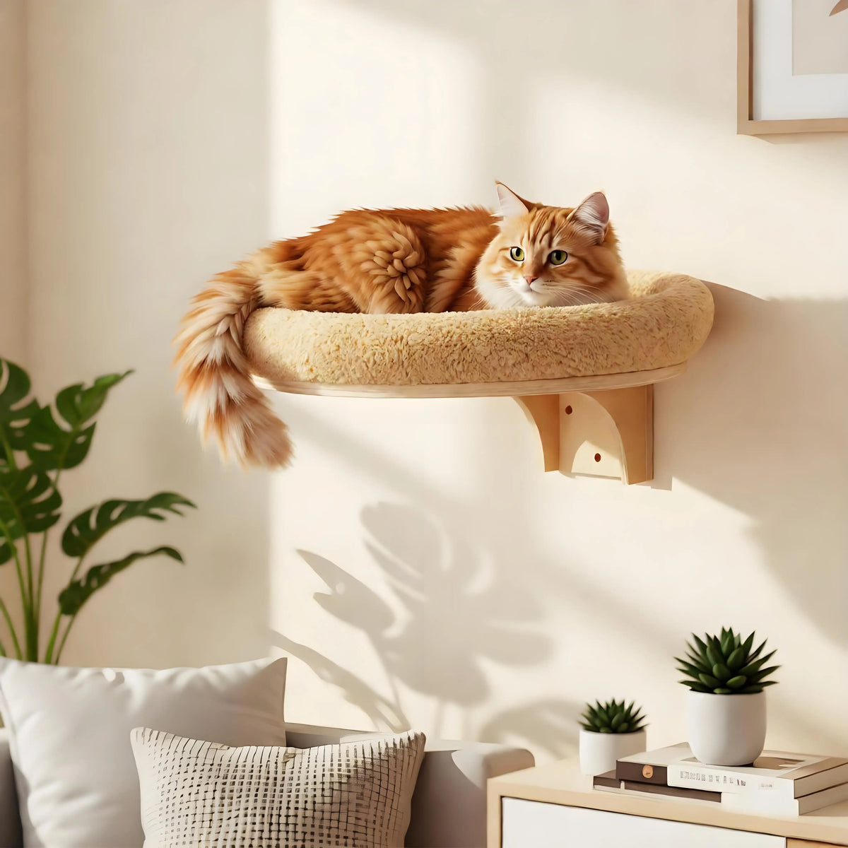 Cat Wall Mounted Solid Wooden Furniture Climbing Ladder and Cat Hammock with Scratching Post for Activity Indoor Cats Perches Whispering Desires Shoppe