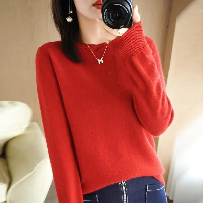 Women's Slim Round-Neck Knit Sweater