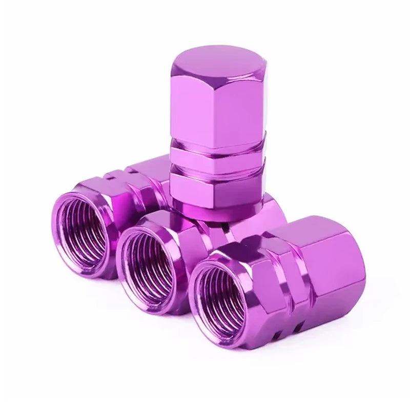 Aluminum Tire Valve Caps with Plastic Liners – Set of 4