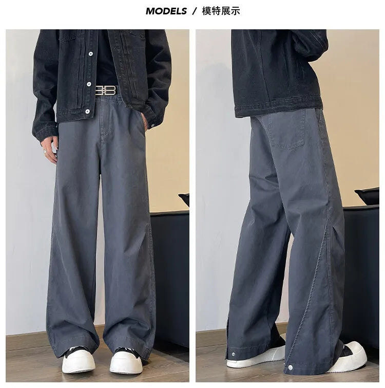 Men's Relaxed Wide-Leg Casual Cargo Pants