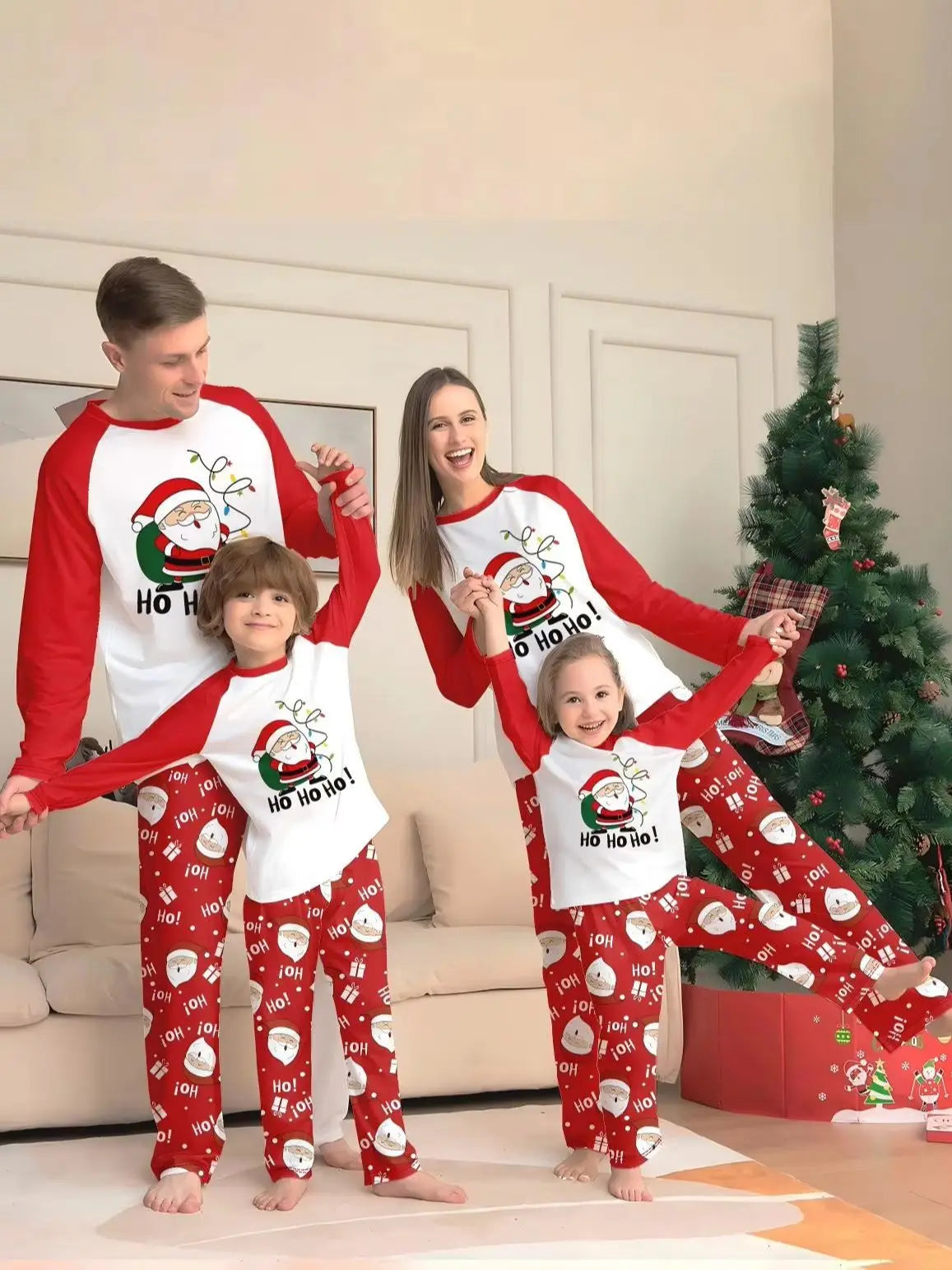 Santa Ho Ho Ho Family Christmas Pajamas