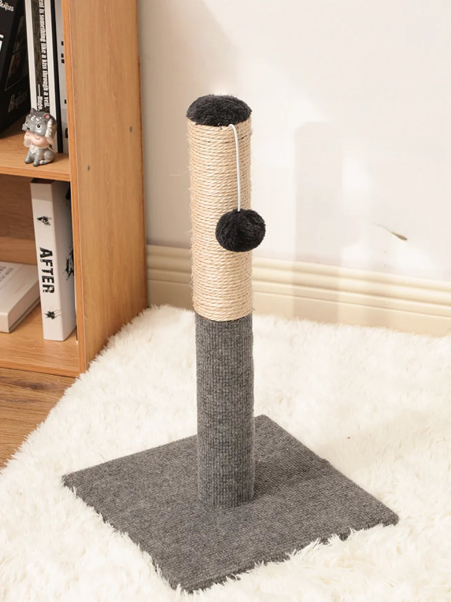 Grey Sisal Cat Scratching Post with Toy Ball
