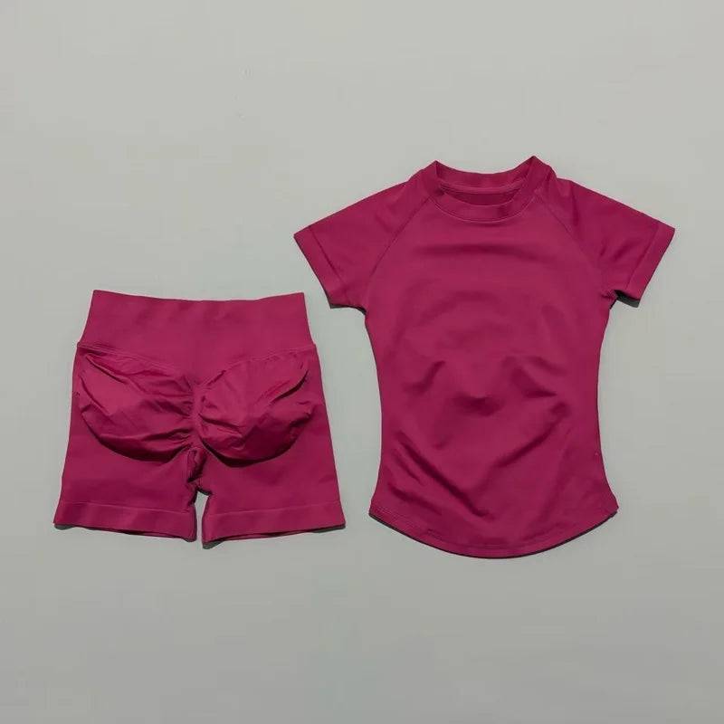 Women's Ribbed Short-Sleeve Top and Shorts Set