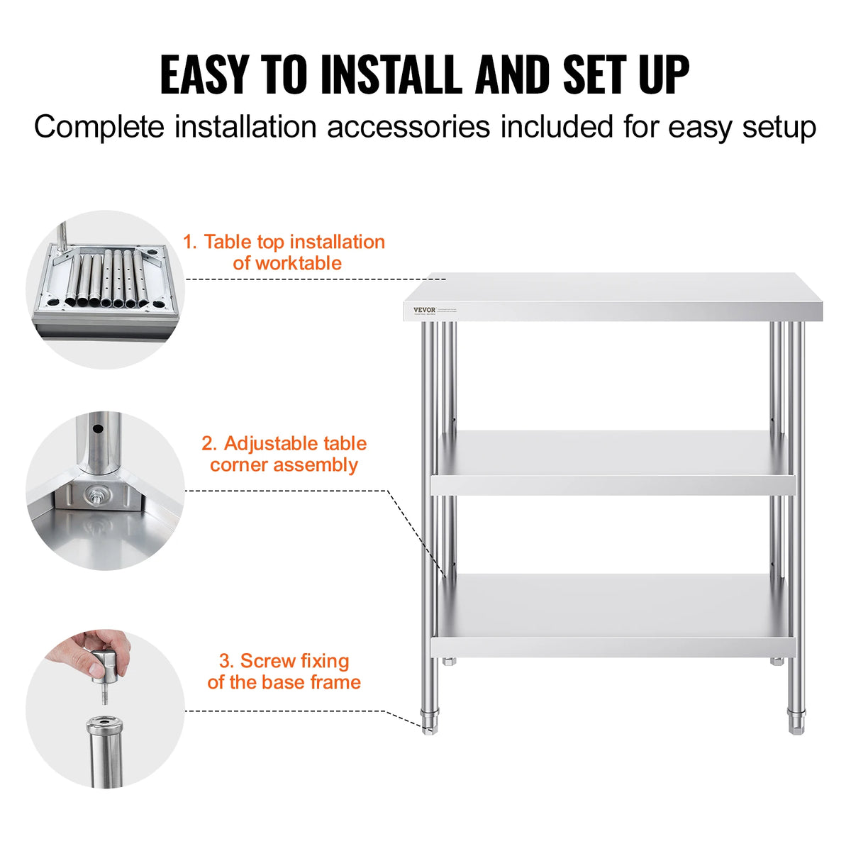 SucceBuy Stainless-Steel Kitchen Prep Work Table