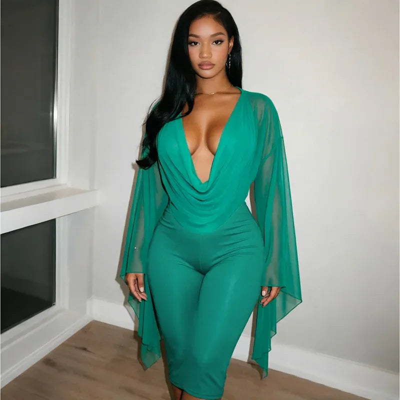 Women's Draped V-Neck Crop Top and Capri Set