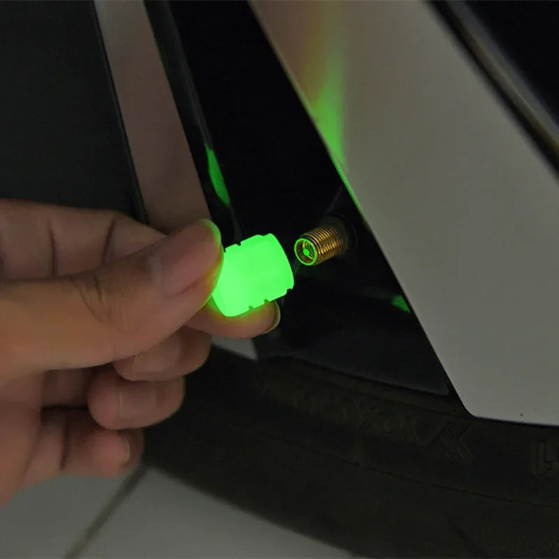 Glow-in-the-Dark Tire Valve Caps – Set of 4