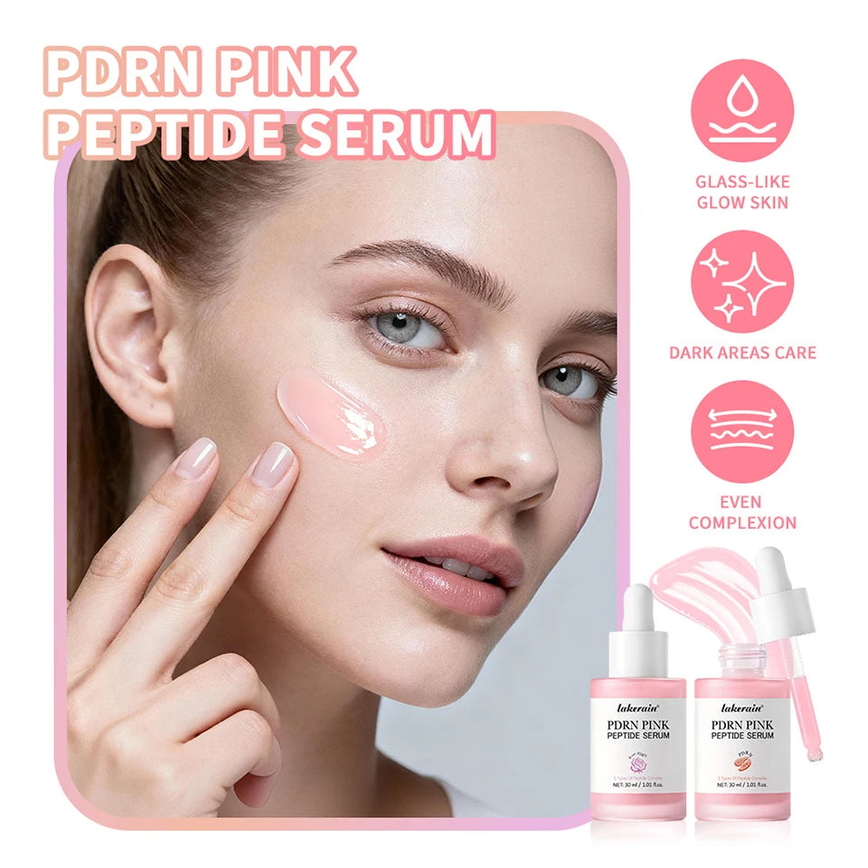 2Pcs Korean Glass Glow Skin Set, Salmon DNA PDRN Pink Peptide Serum With Niacinamide Milky Toner, Hydrating Soothing Firming Kit Dsers