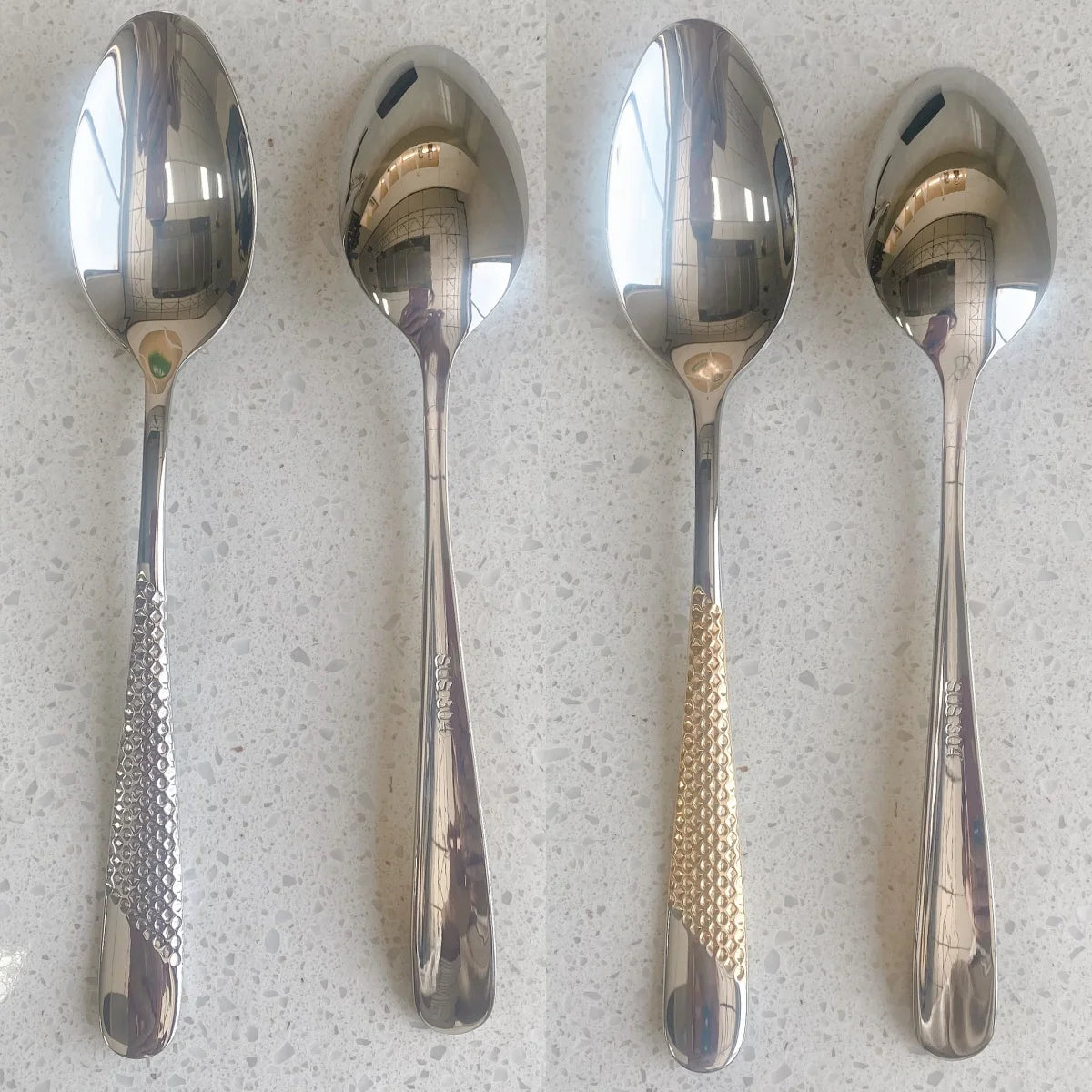 Hammered-Handle Stainless Steel Flatware Sets
