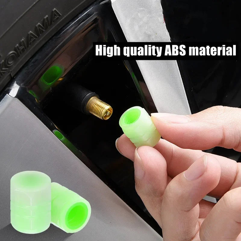 Glow-in-the-Dark Tire Valve Caps – Set of 4