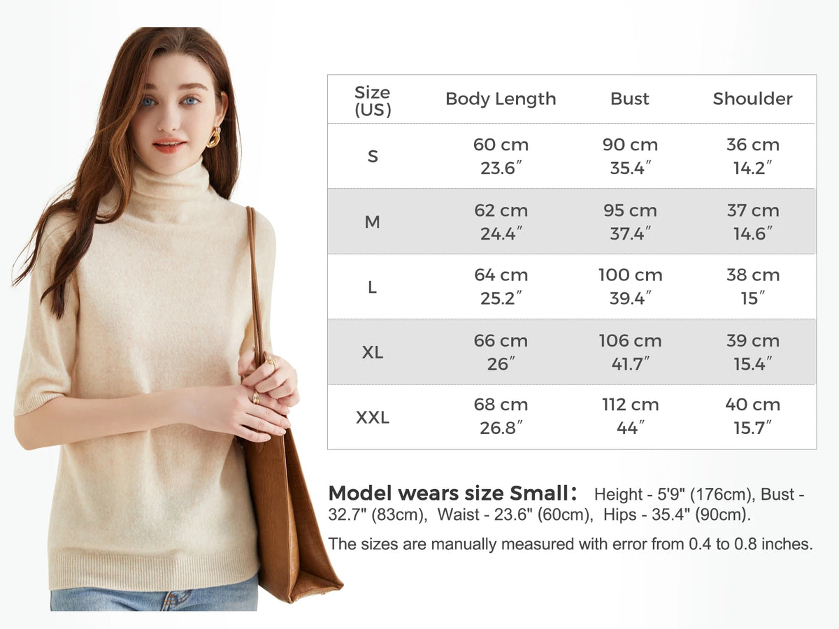 Women's Knit Tops Short Sleeve Fashion Women Sweaters New 100% Merino Wool Knitwears Vintage Sweater Turtleneck Pullover Clothes Whispering Desires Shoppe