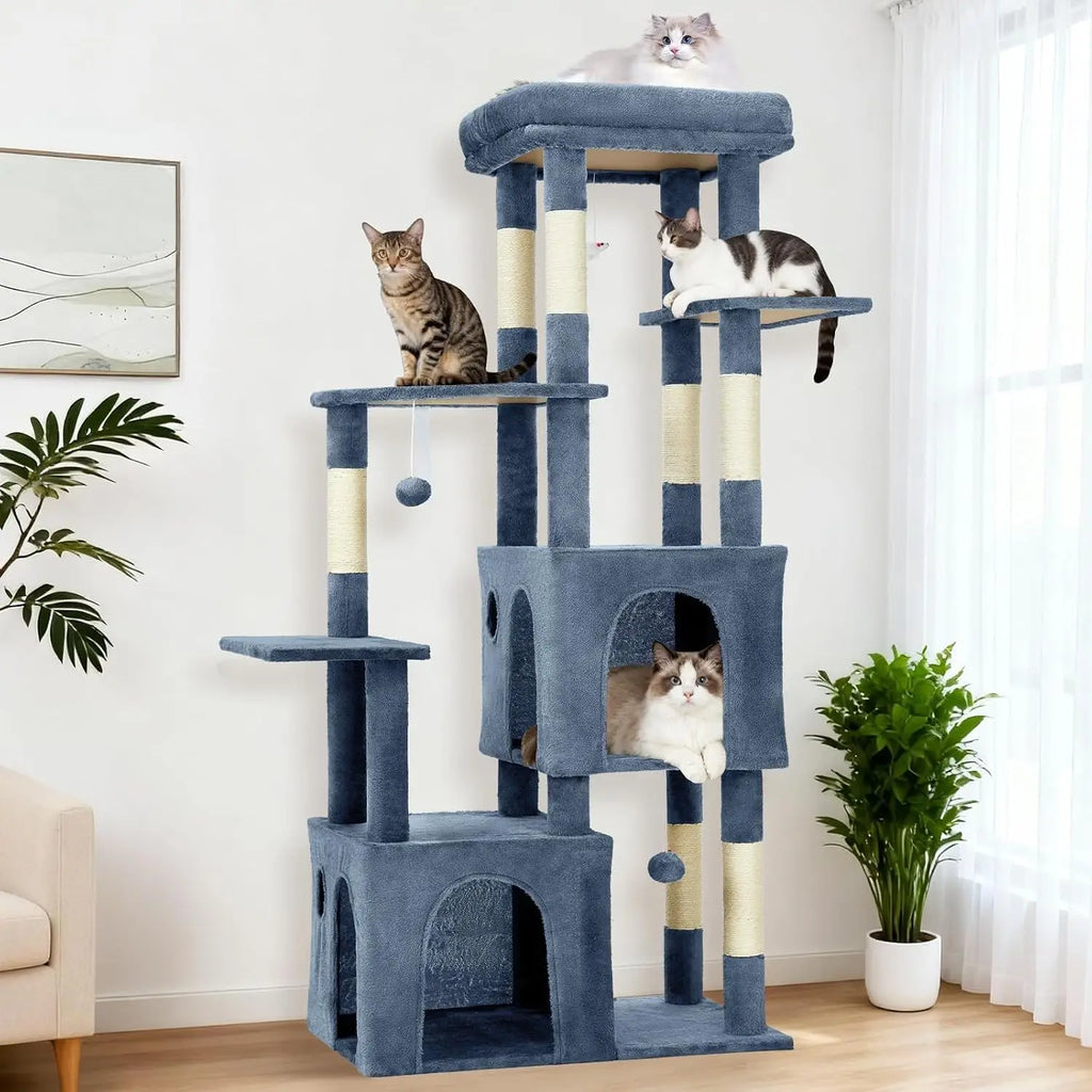 61" Cat Tree with Two Condos & Seven Scratching Posts