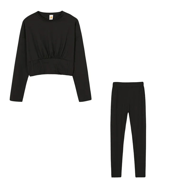 Women's Solid-Color Two-Piece Casual Outfit