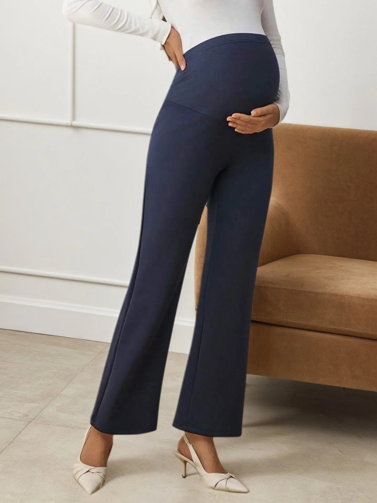 Spring Autumn Maternity Pants High-waist Belly Support Straight Pants Loose Wide-leg Casual Trousers For Pregnant Women Outwear Whispering Desires Shoppe