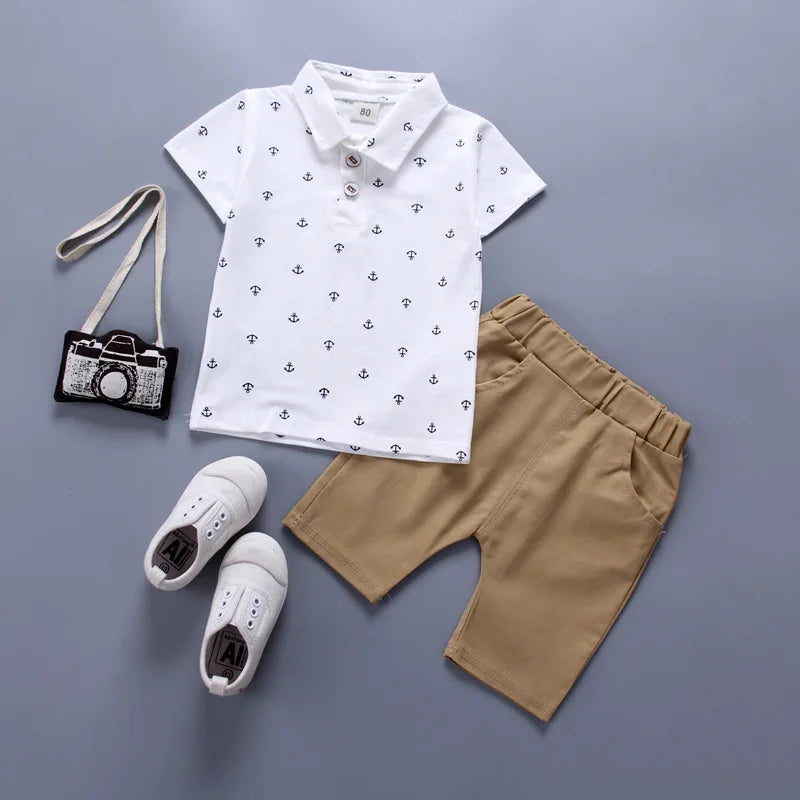 Children's Collared Shirt and Shorts Set