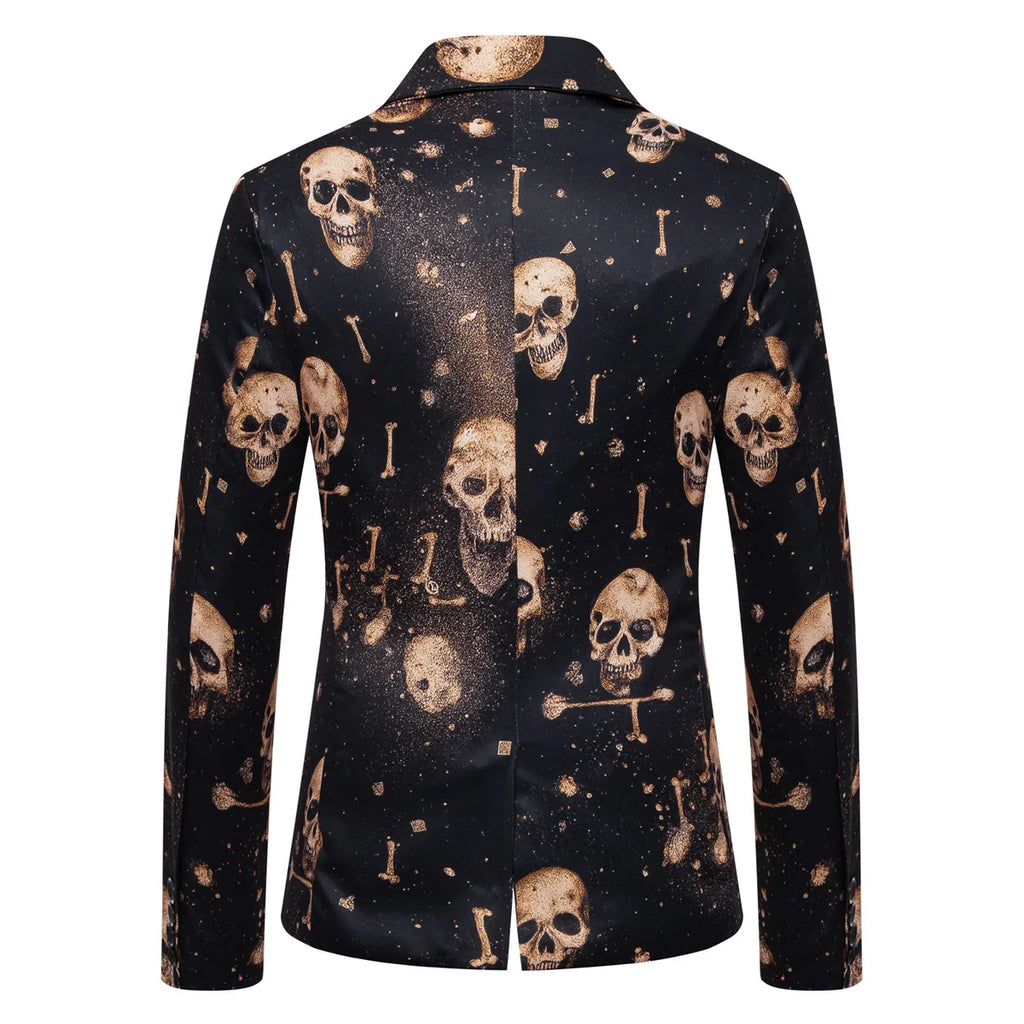 Men's Skull-Print Two-Piece Party Suit