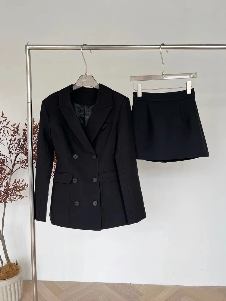 Three-Piece Blazer, Blouse & Mini Skirt Set