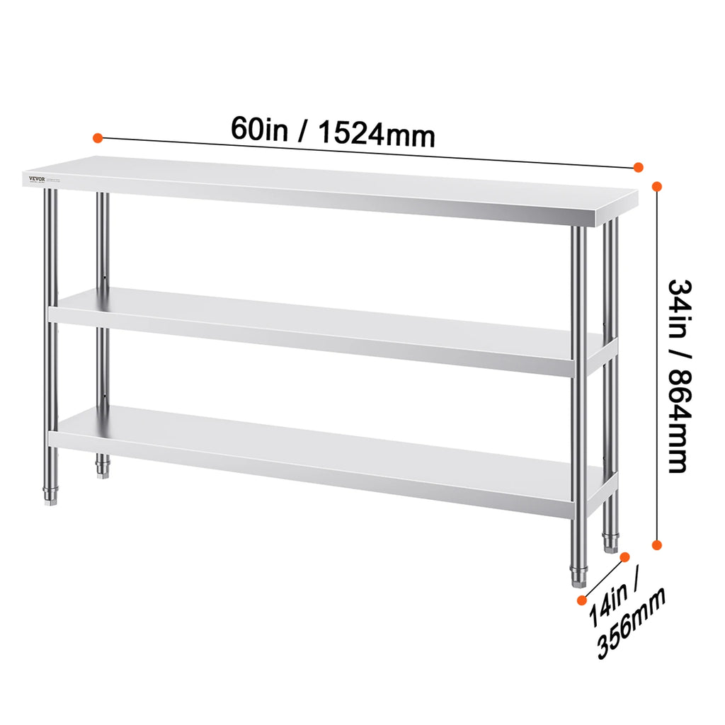 SucceBuy Stainless-Steel Kitchen Prep Work Table