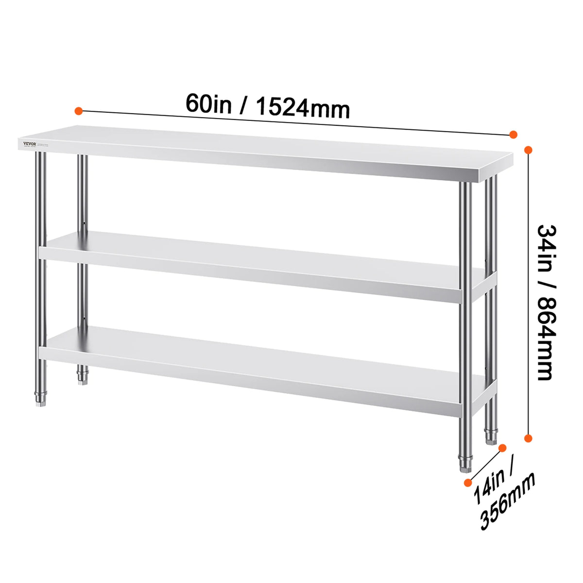 SucceBuy Stainless-Steel Kitchen Prep Work Table