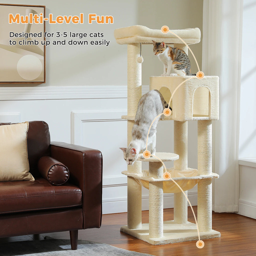 147cm Cat Tree with Large Condo & Hammock