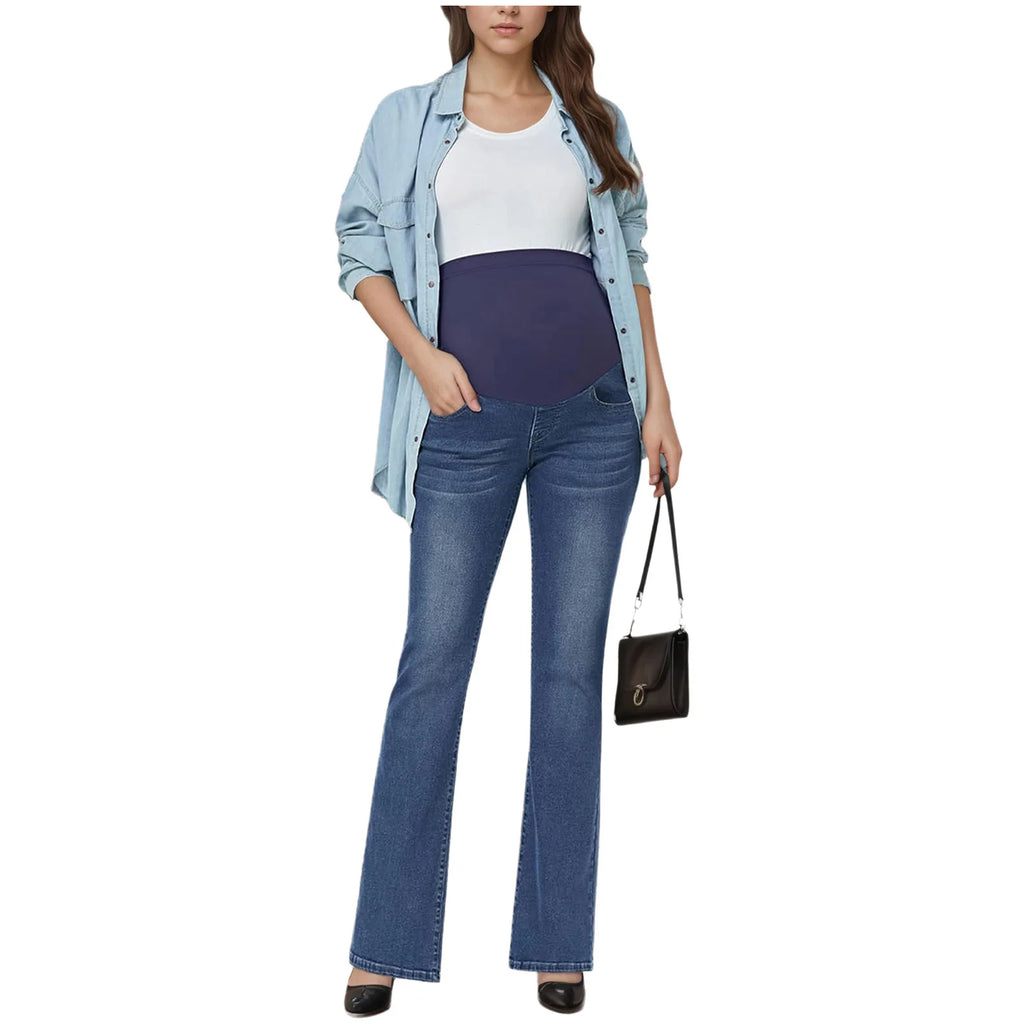 Pregnant Women Jeans High Waist Support Belly Maternity Hip Lifting Elastic Denim Pants Shorts for Daily Work Street Loungewear Whispering Desires Shoppe