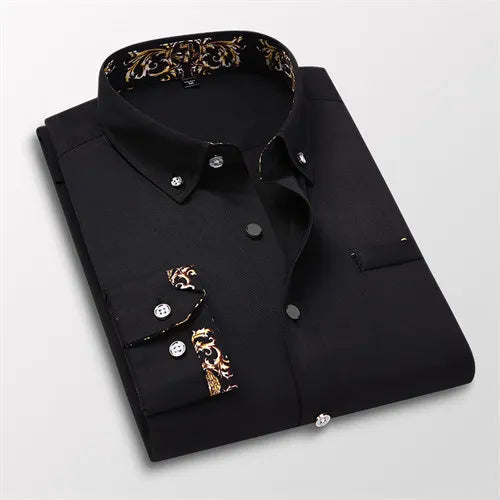 Men's Long-Sleeve Smart Casual Button-Up Shirt