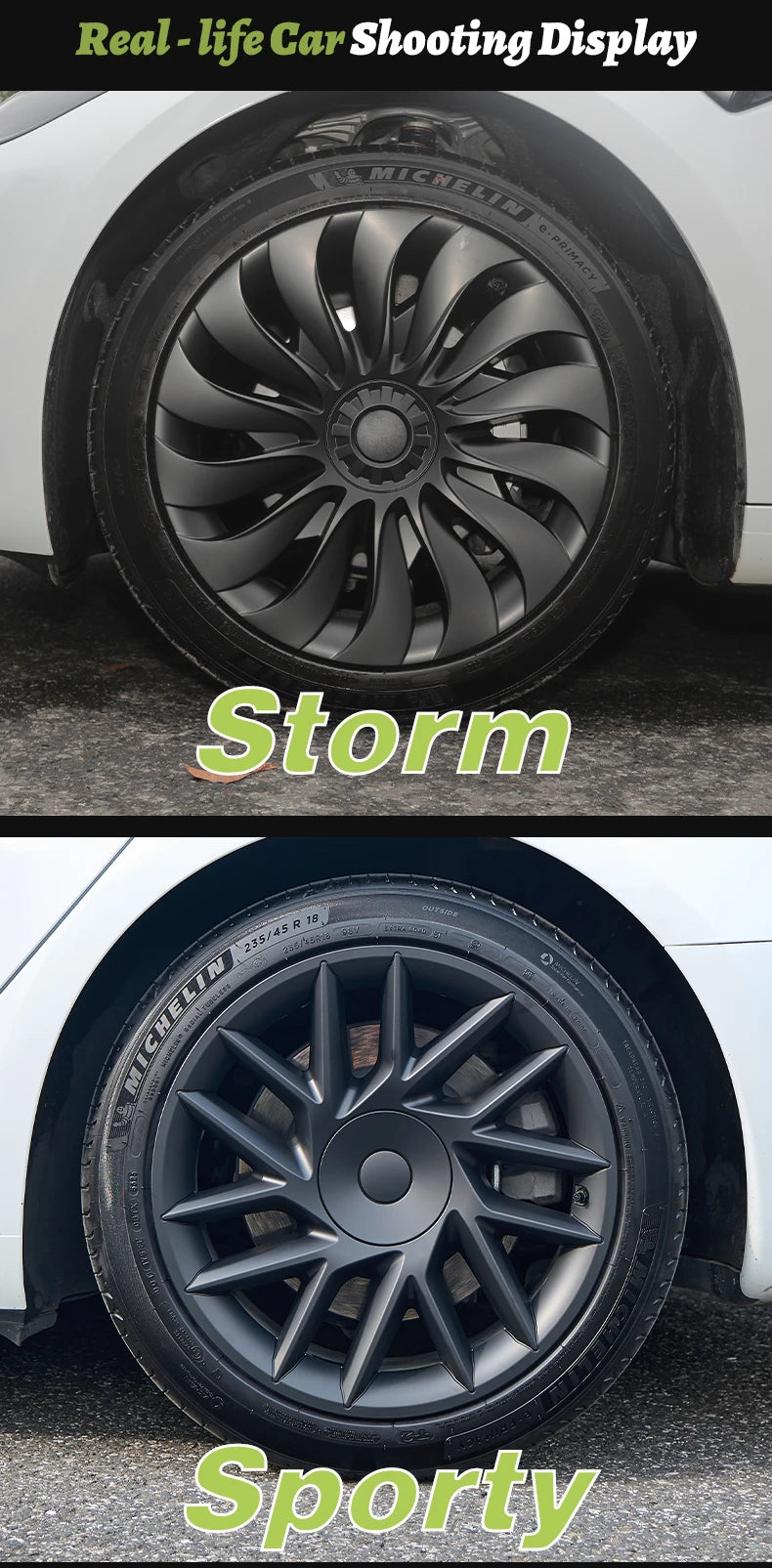 MOTENIO 18-Inch Wheel Covers for Model 3 Highland – Set of 4