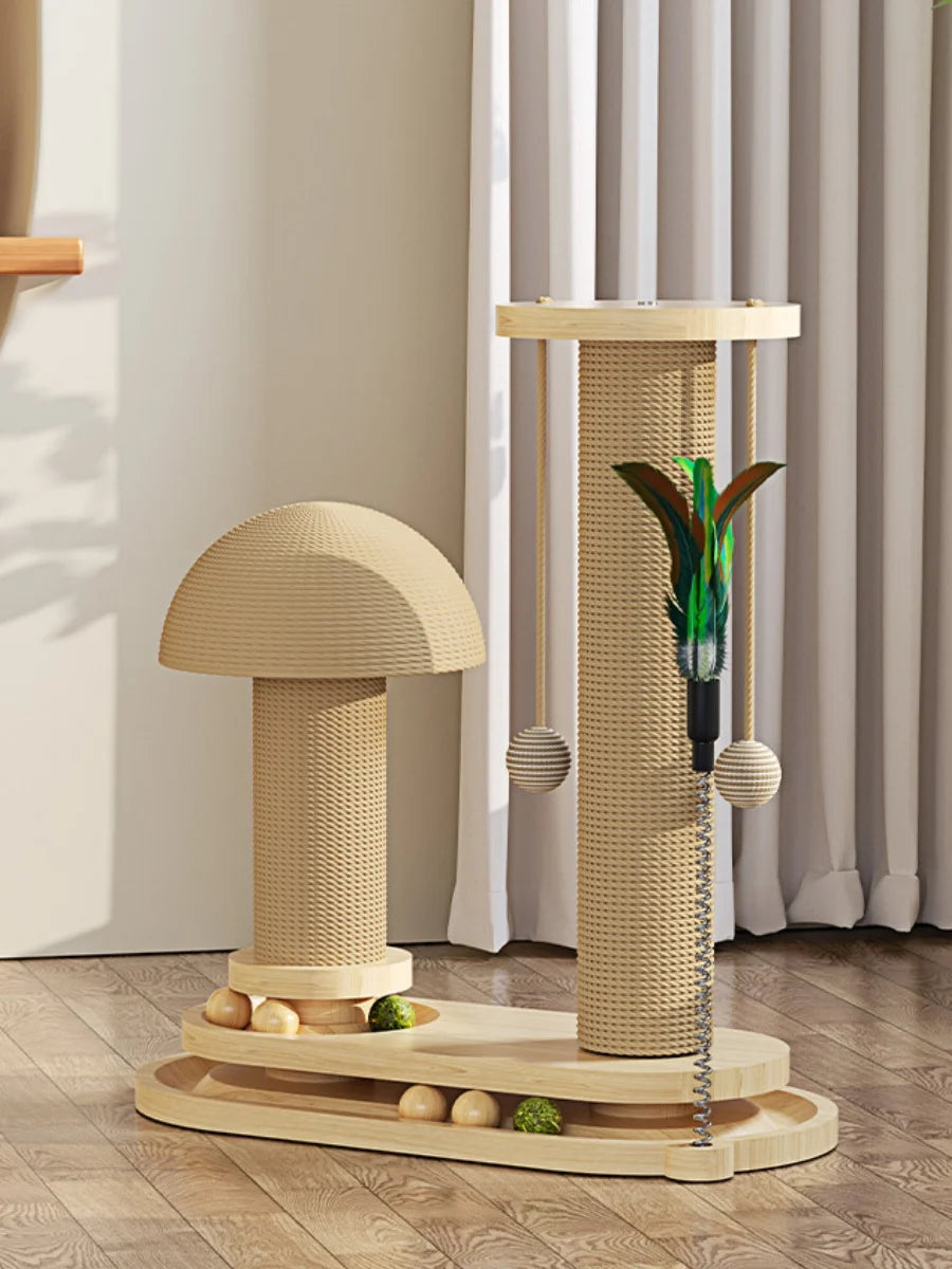 Interactive Cat Scratching Tower with Ball Track